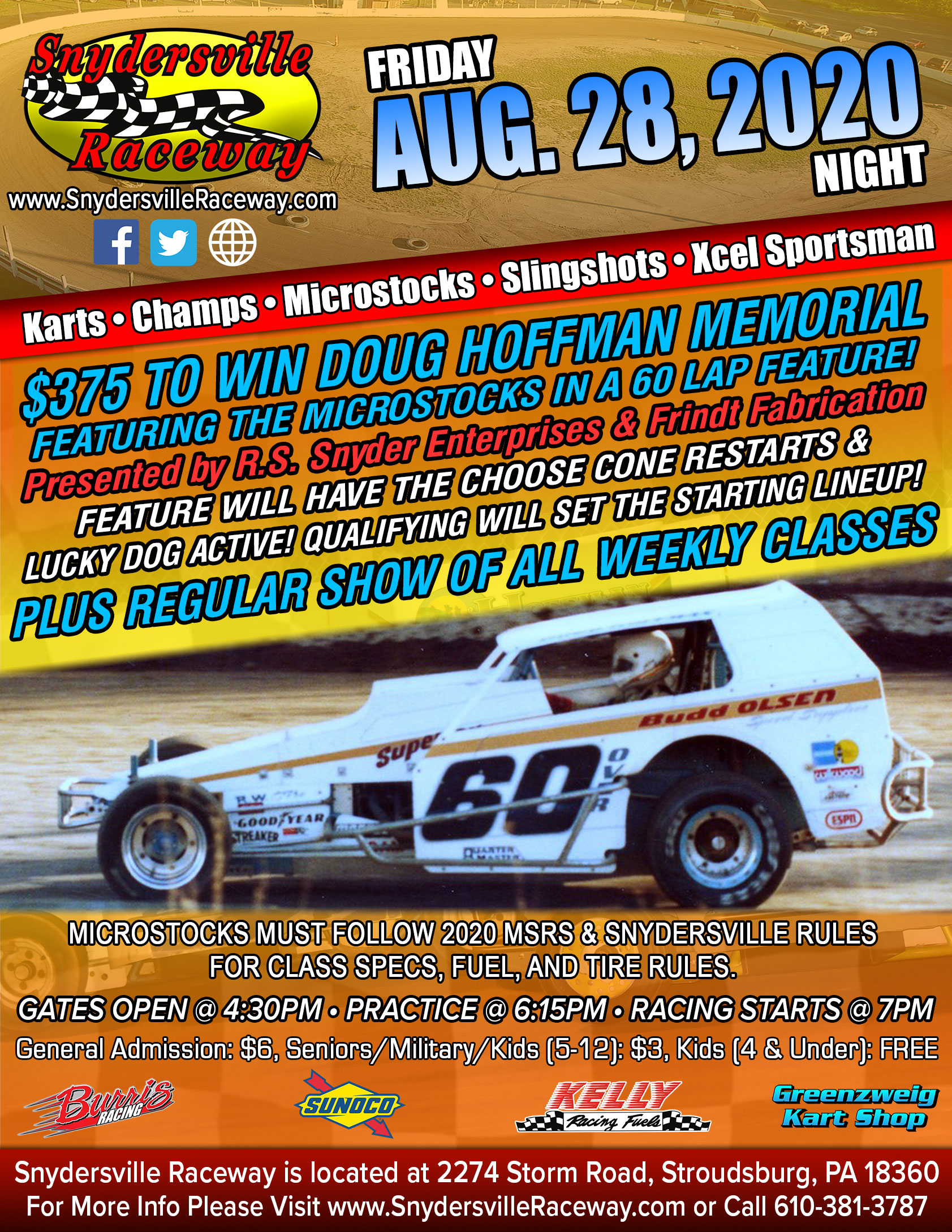 375 To Win 60 Lap Doug Hoffman Memorial Featuring The Microstocks Plus A Regular Show Of All Classes For Friday August 28 Snydersville Raceway