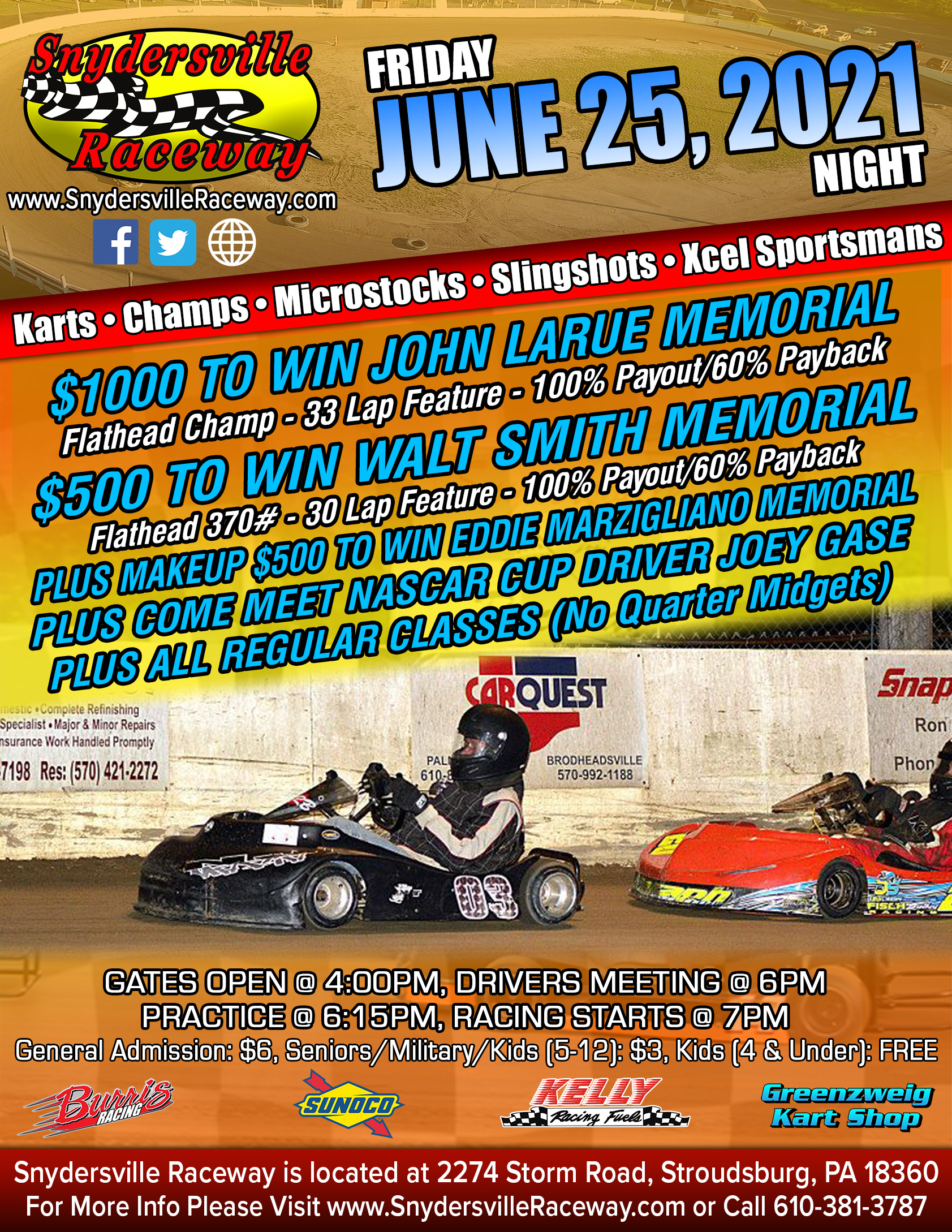 1000 To Win John Larue Memorial Flathead Champ 500 To Win Walt Smith Memorial Flathead 370 500 To Win Eddie Marzigliano Memorial Makeup Feature Nascar Cup Driver Joey Gase Meet Greet