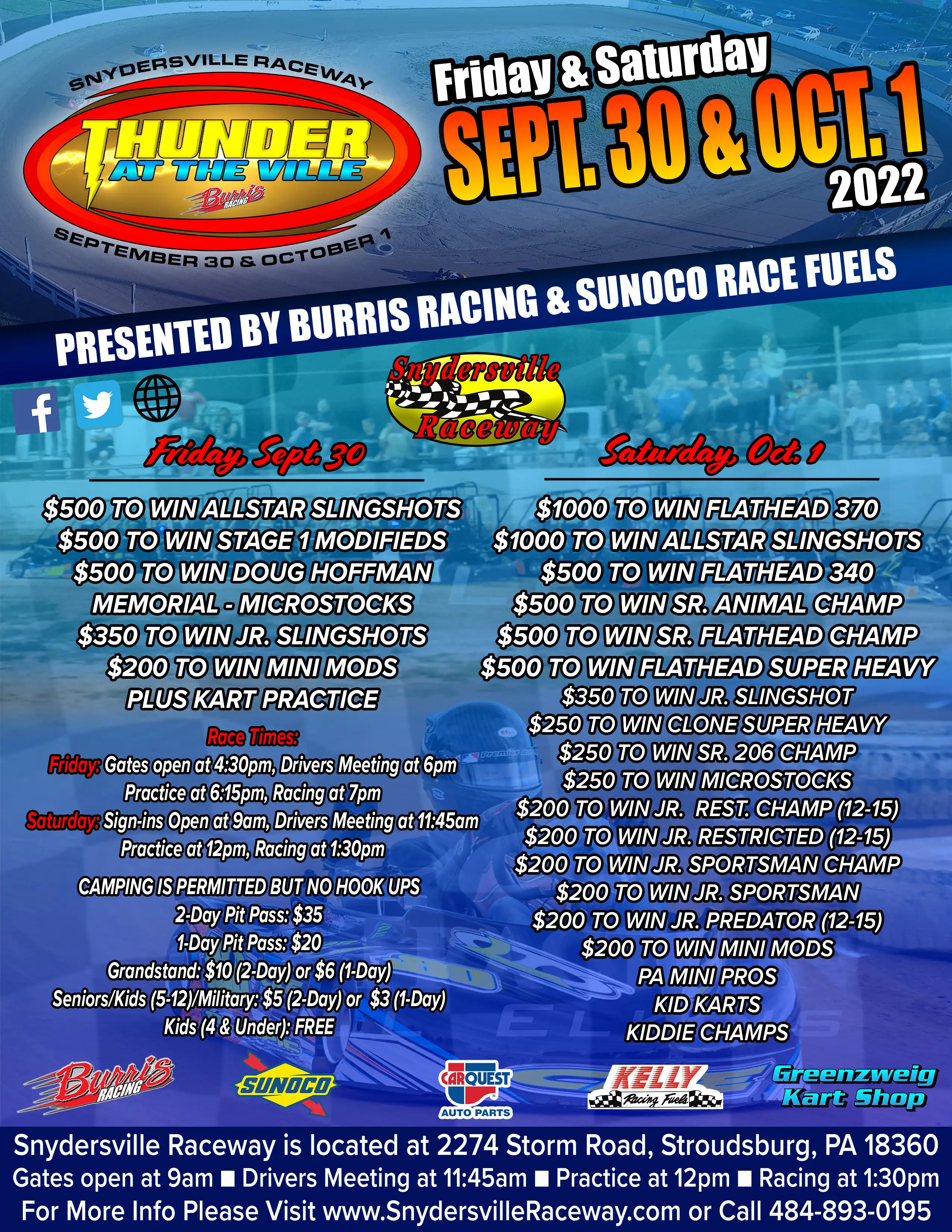 10th Annual Thunder at The Ville Boasting TWO DAYS OF RACING WITH